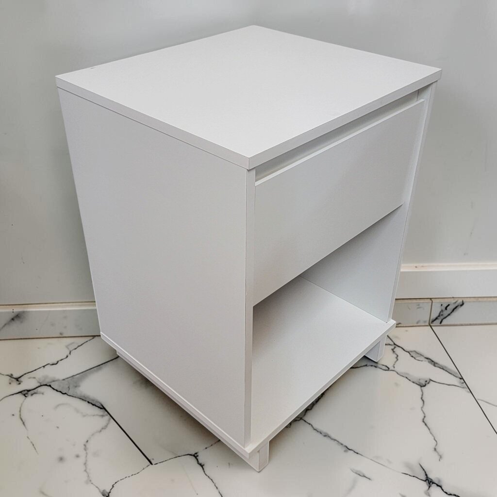 8883 Modern White Minimalist Bedside Table