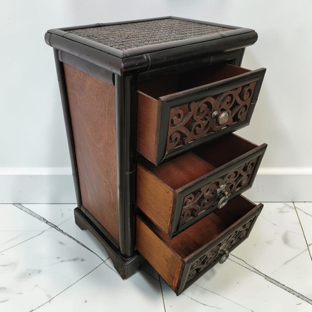 8887 Contemporary Asian- Inspired Three- Drawer Accent Chest ~ FURNITURE