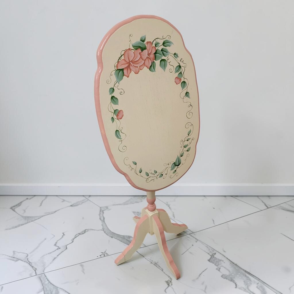 8889 Hand- Painted Floral Pedestal Accent #Table