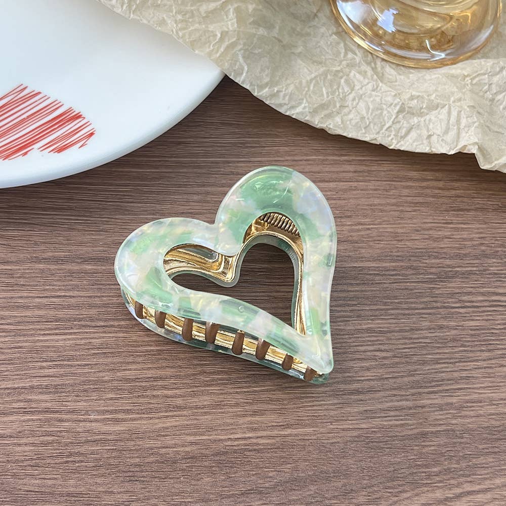 Valentine's Day Hollow Heart Acetate Hair Claw Clip