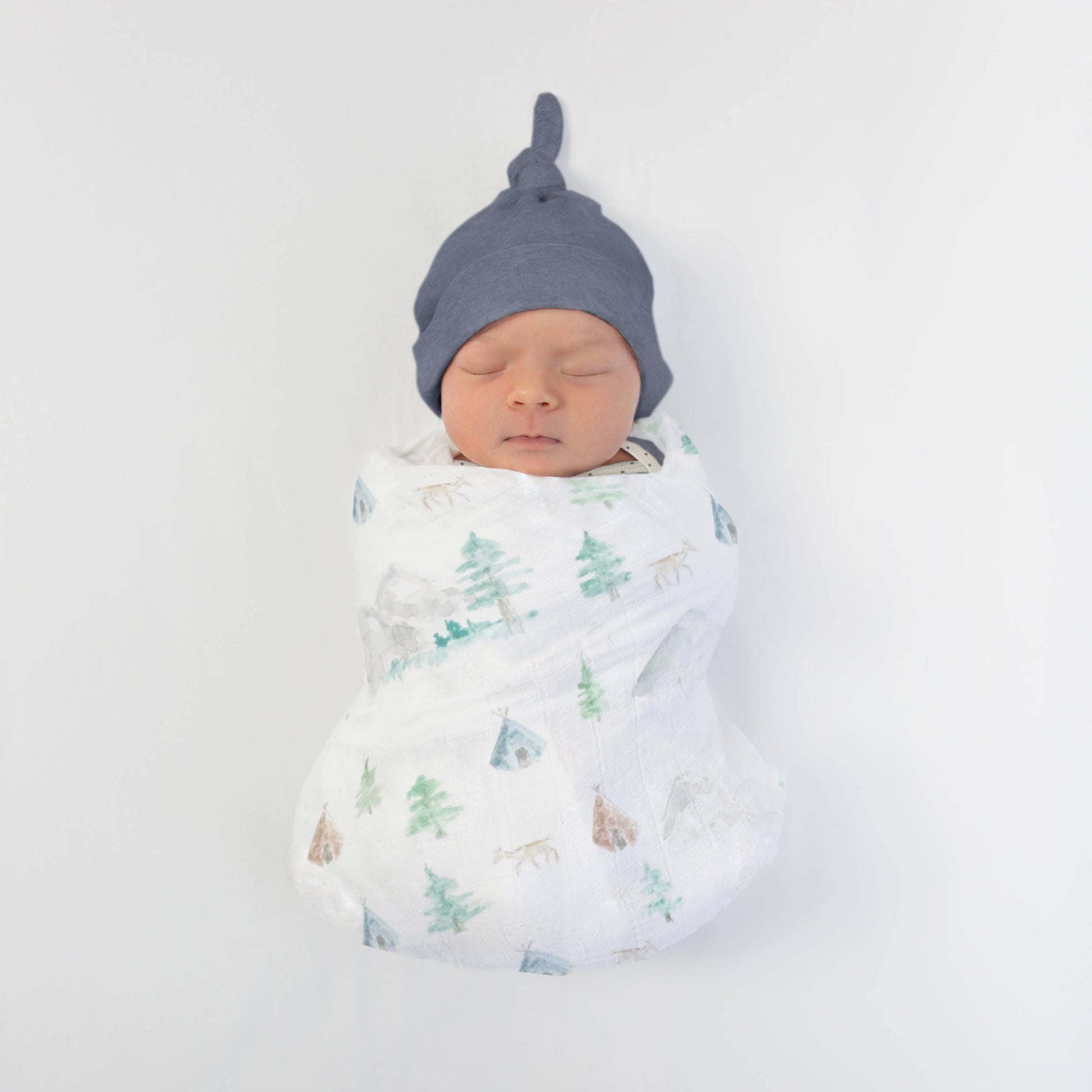 Watercolor Mountains & Trees Muslin Swaddle Blanket