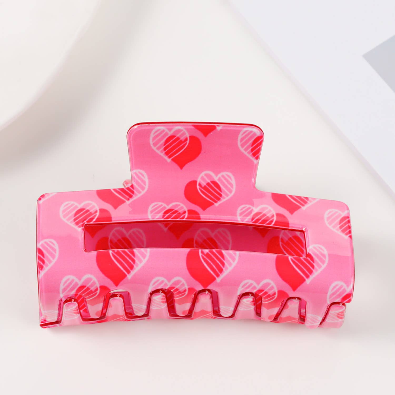 Romantic Valentine's Day Heart Print Square Hair Clip