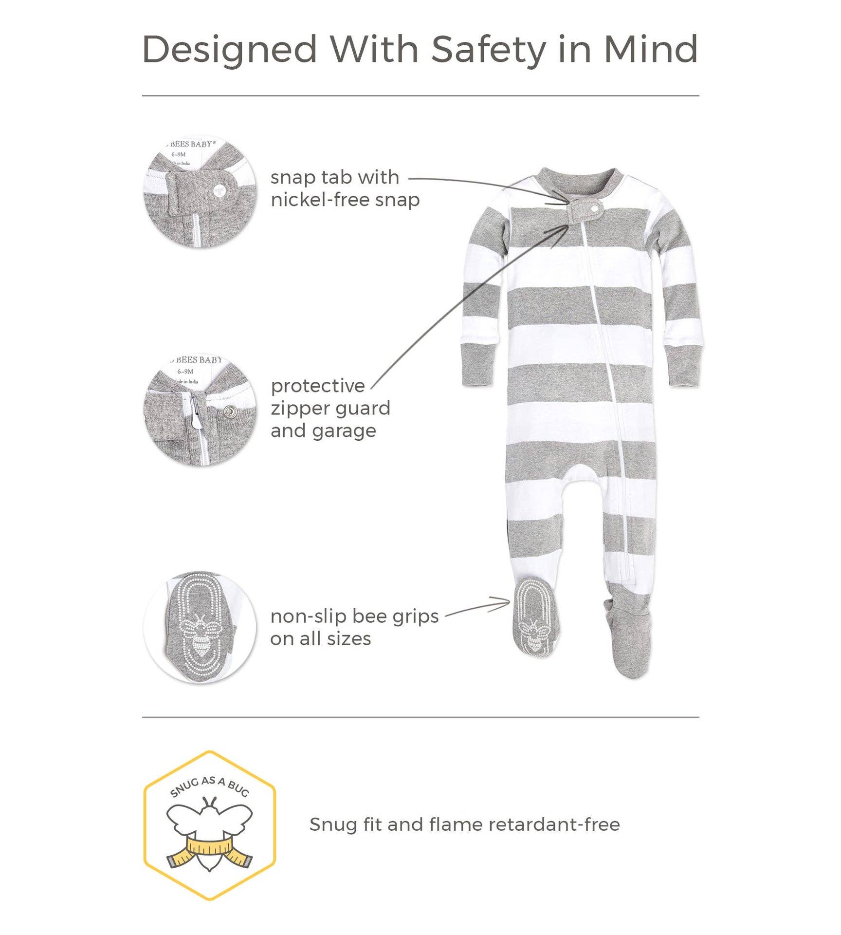 Hello Moon! Organic Baby Zip Front Footed Pajamas