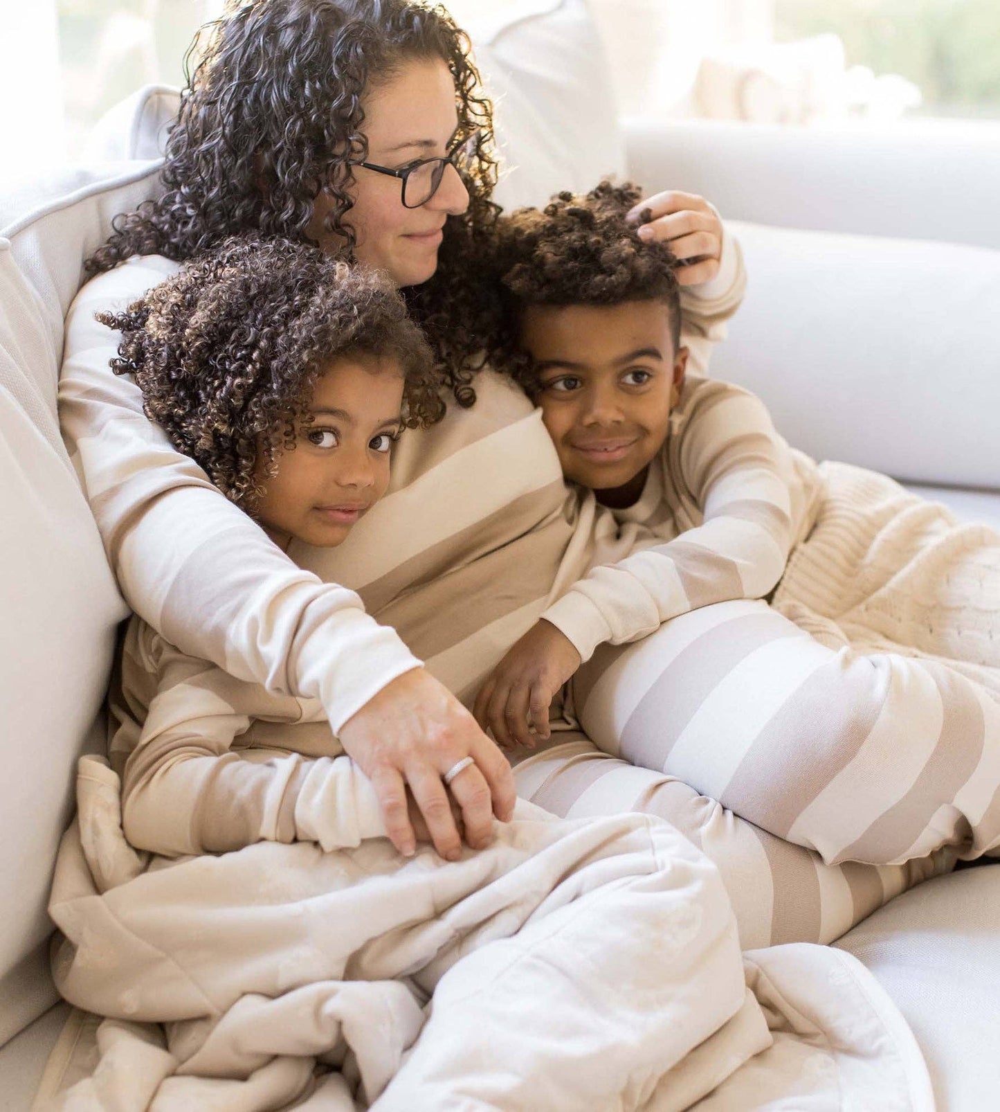 Mommy & Me Rugby Stripe Organic Cotton Sleeper - Oat
