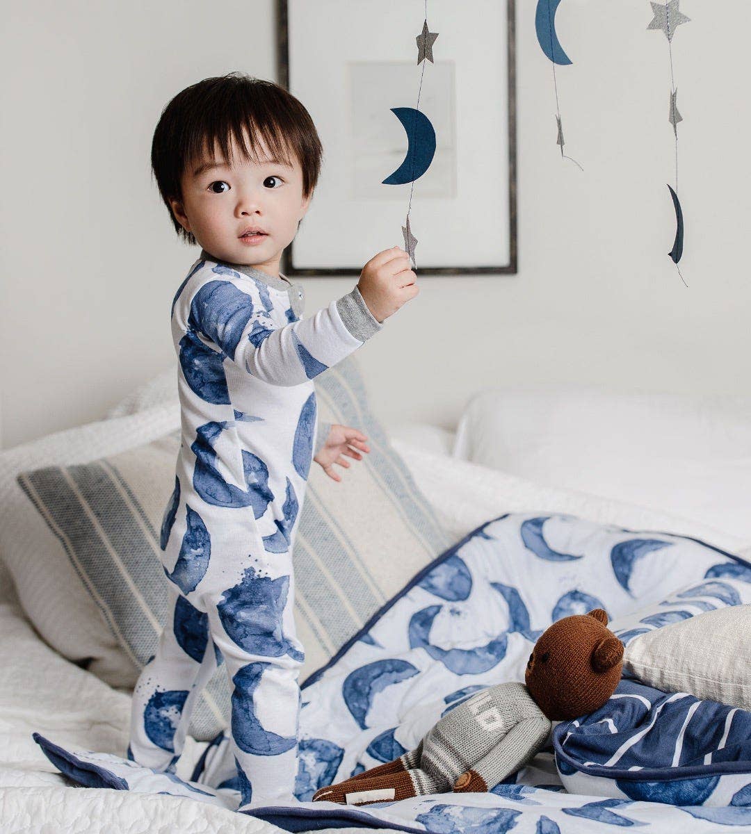 Hello Moon! Organic Baby Zip Front Footed Pajamas