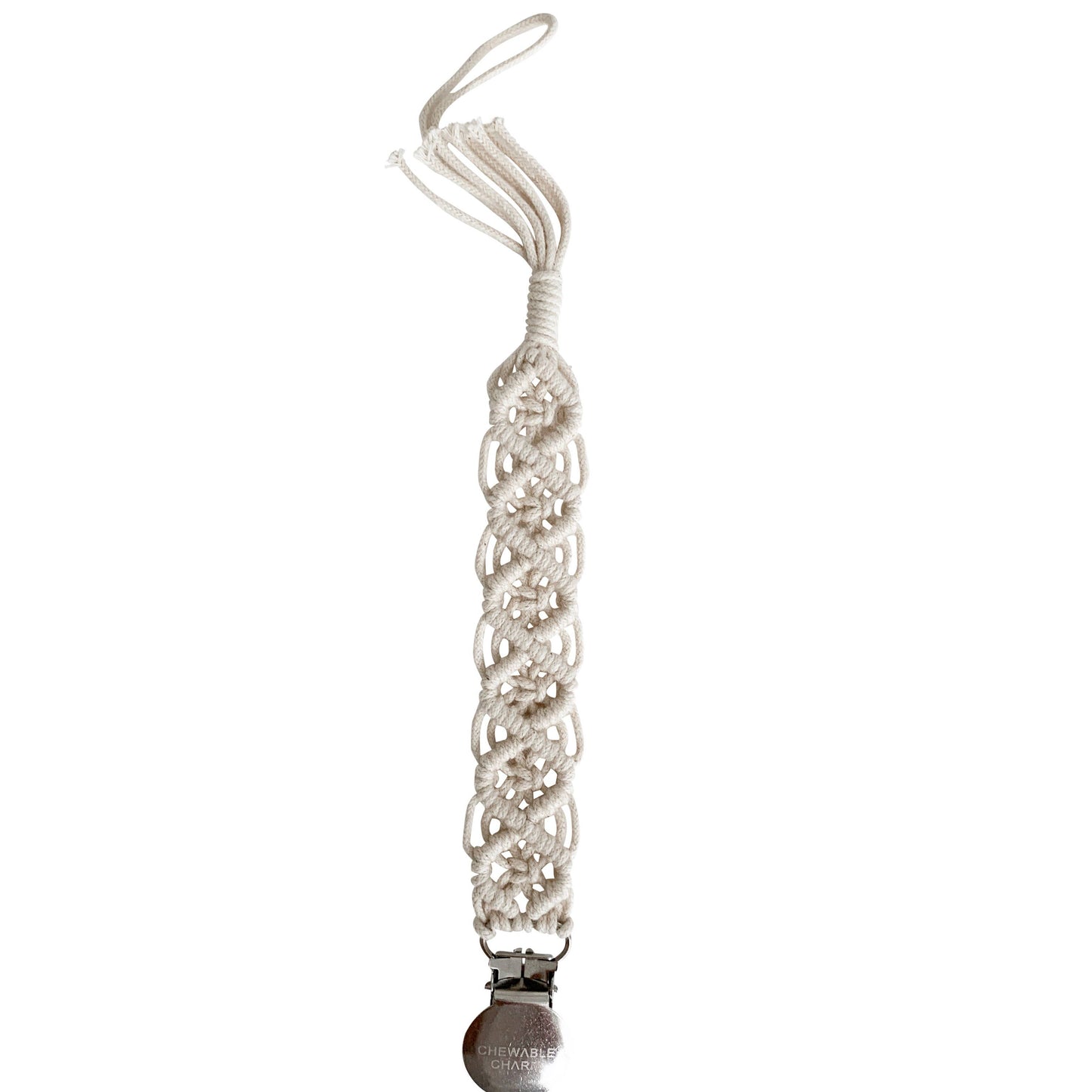 Macrame Pacifier Clip- Cream