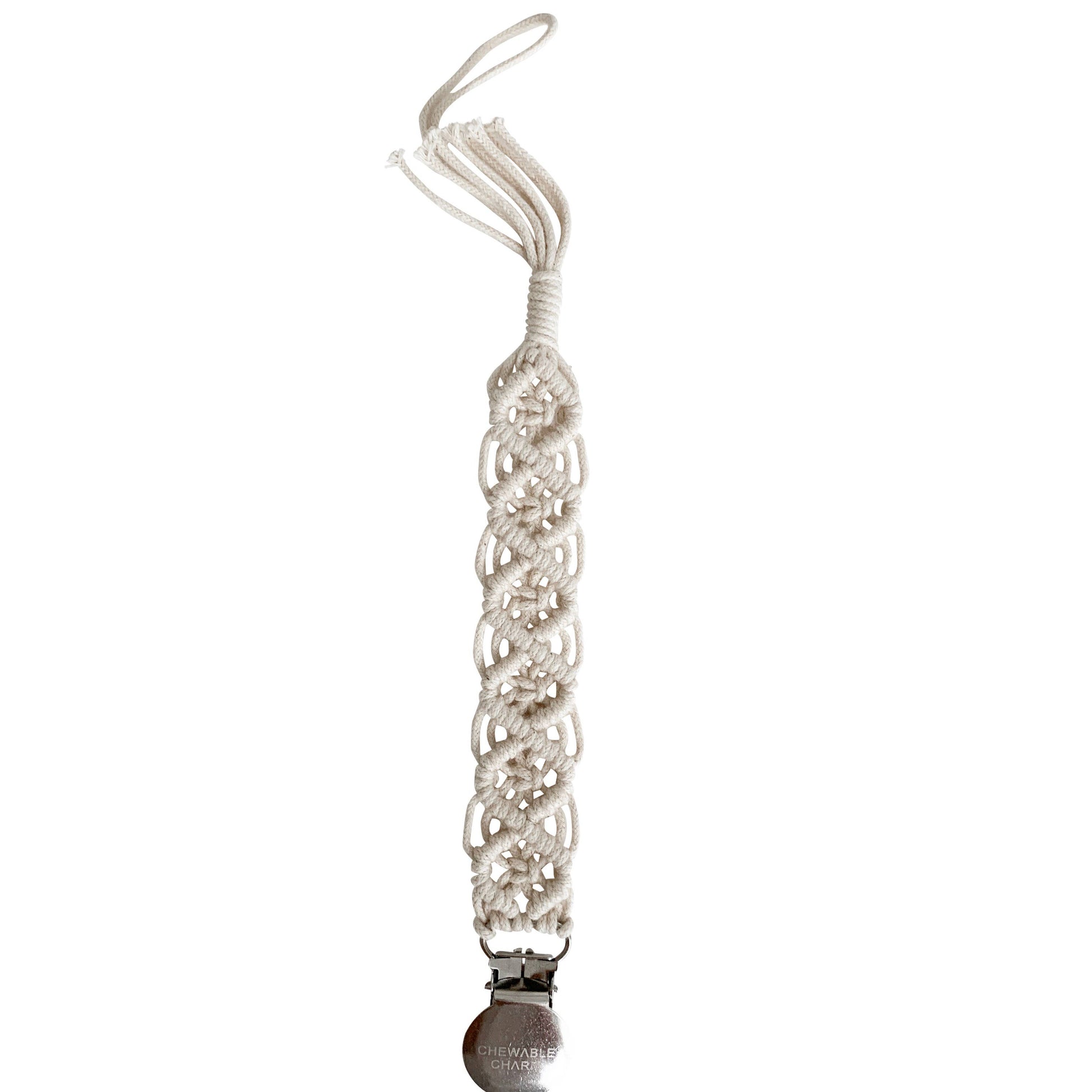Macrame Pacifier Clip- Cream