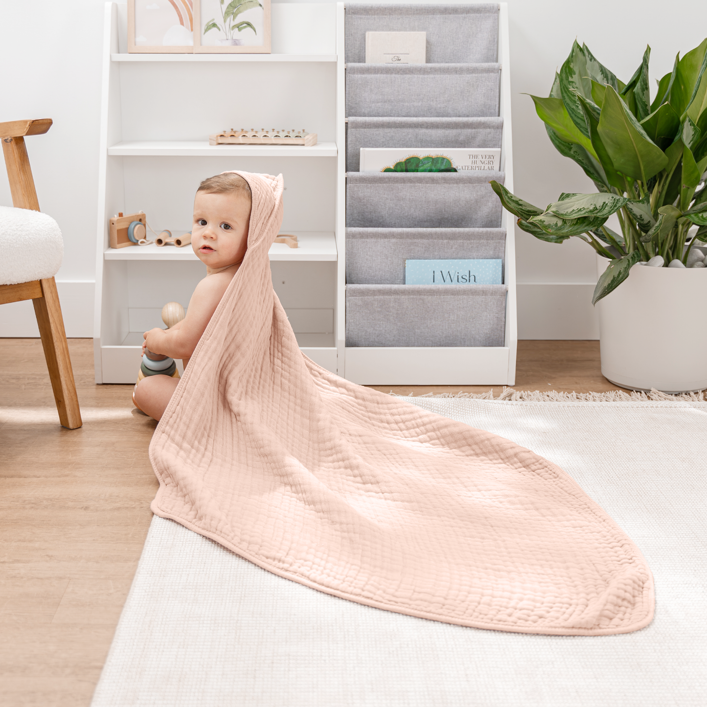 Hooded Baby Towel, 6 Layer 100% Muslin Cotton by Comfy Cubs