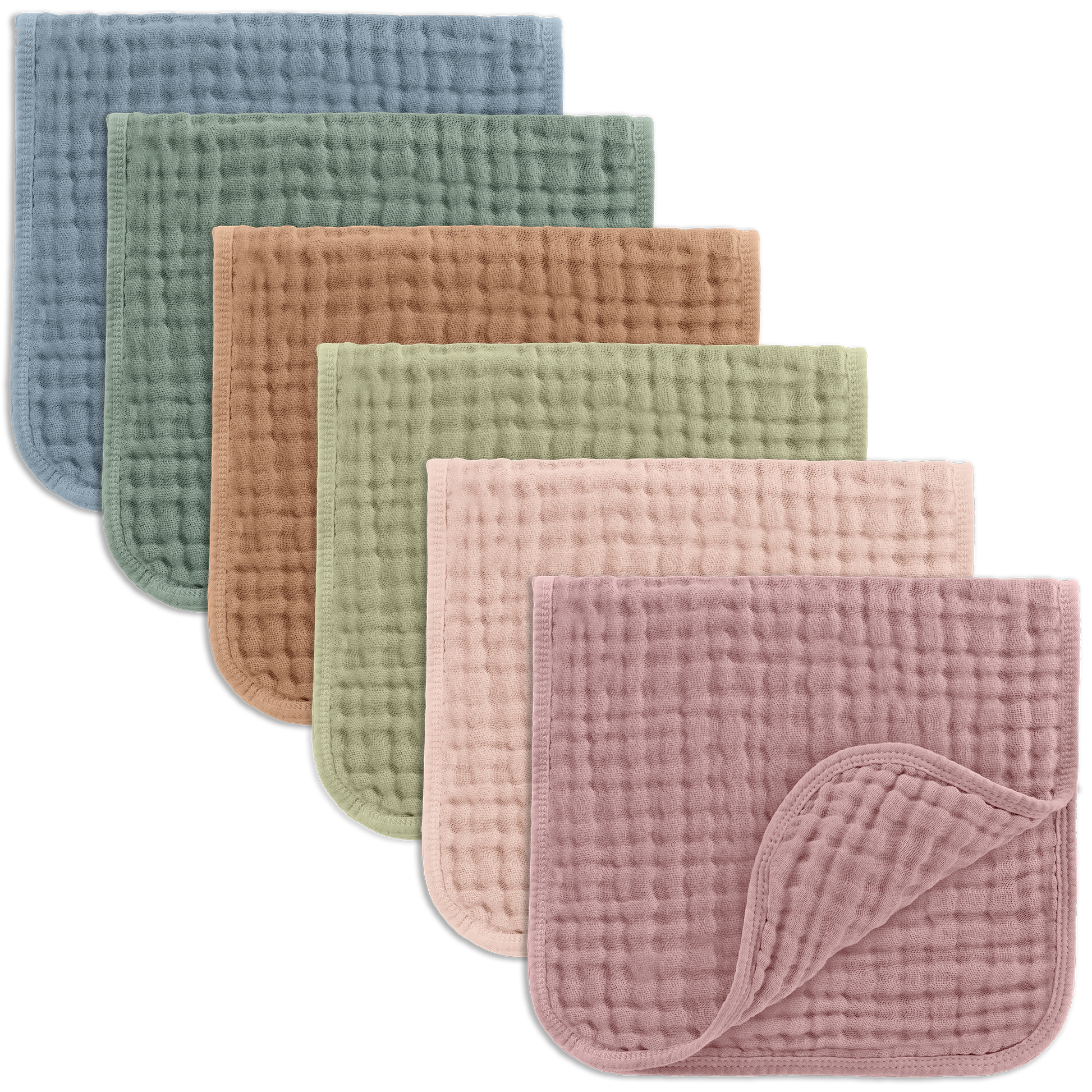 Baby Burp Cloths - 100% Muslin Cotton by Comfy Cubs Multi-Colored 6-Pack 20”X10”