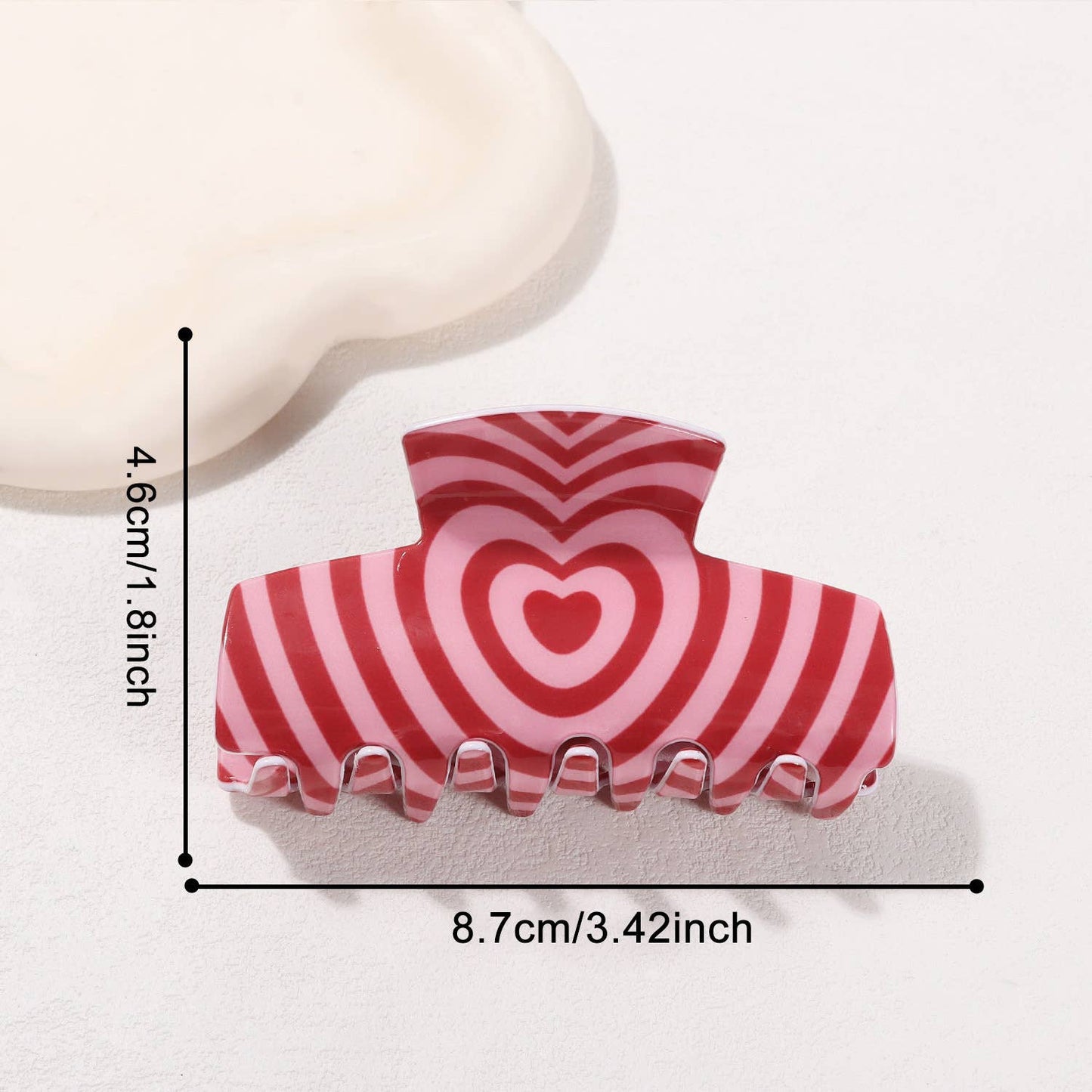 Valentine's Day Pink Heart & Checkerboard Print Hair Clip