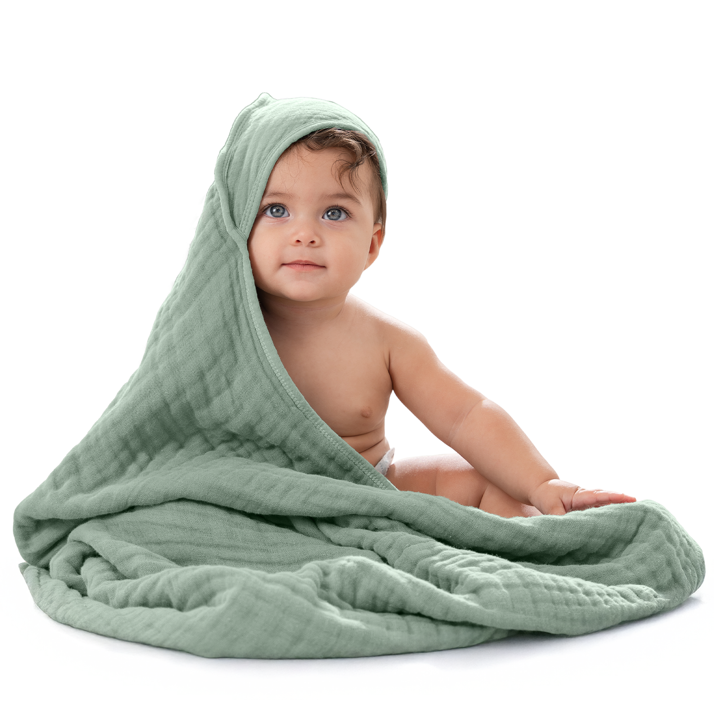 Hooded Baby Towel, 6 Layer 100% Muslin Cotton by Comfy Cubs