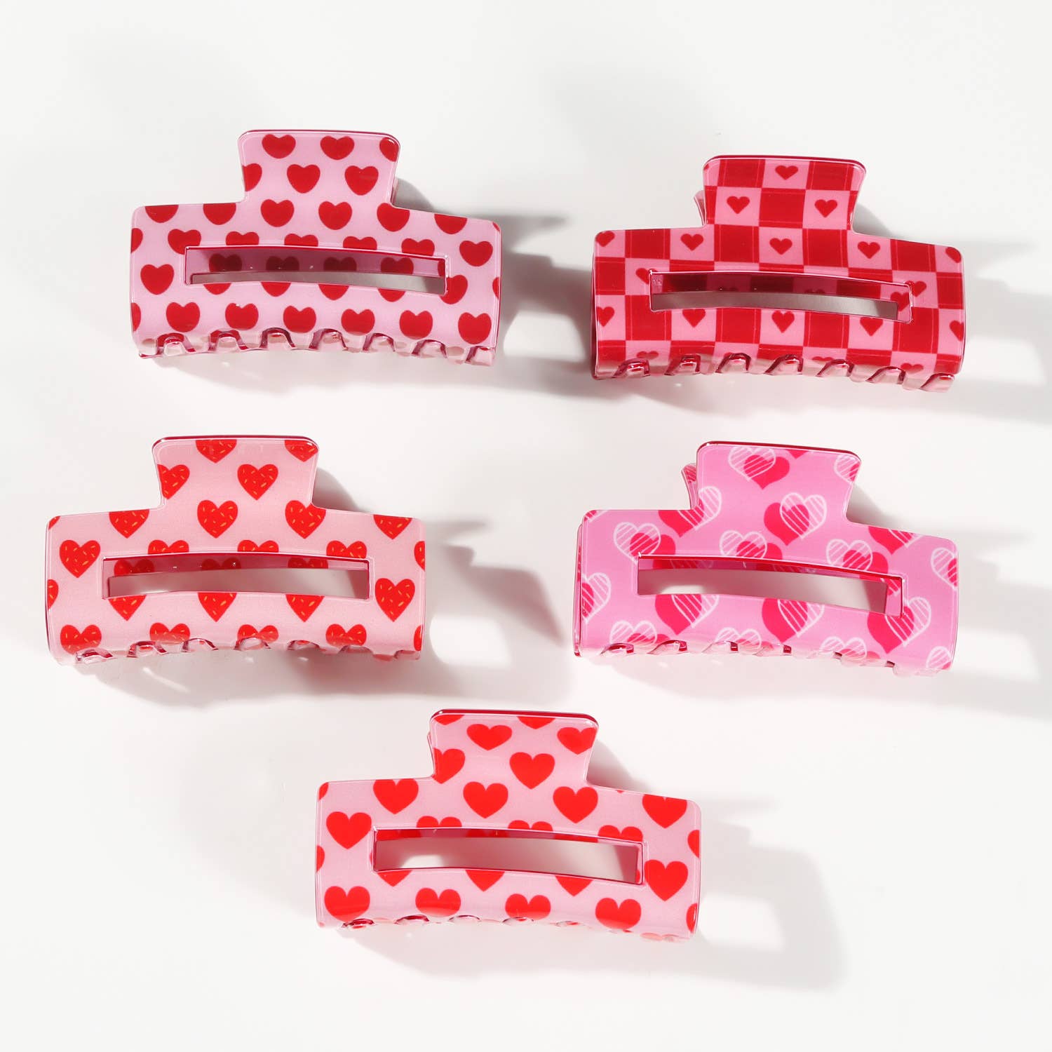 Romantic Valentine's Day Heart Print Square Hair Clip