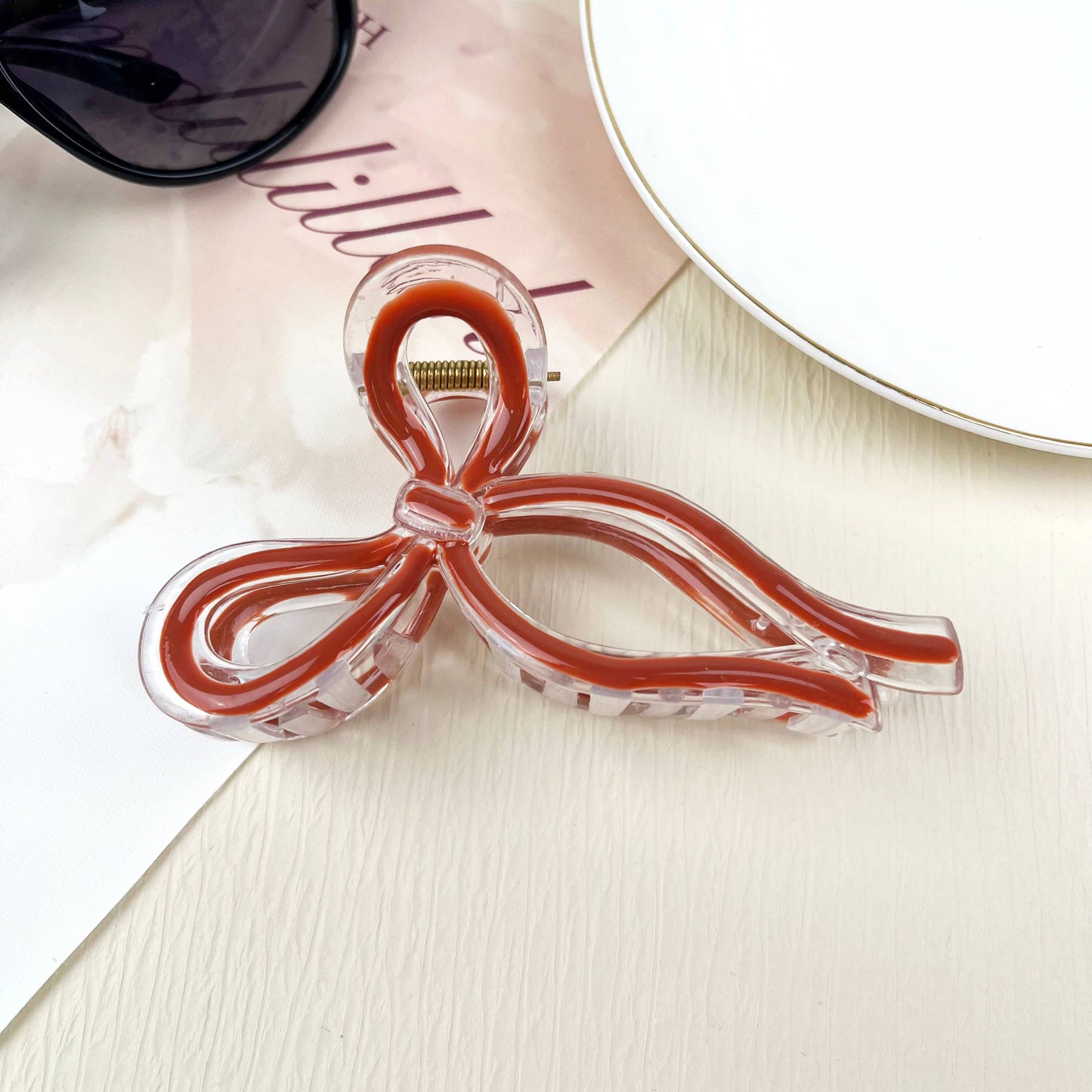 Jelly Color Bow Hair Clip Retro Simple Claw Clips Orange