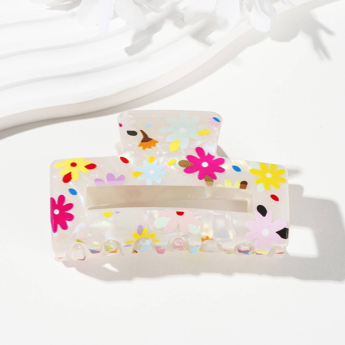 Colorful Flower/Heart& Bow Print Hair Claw Clips
