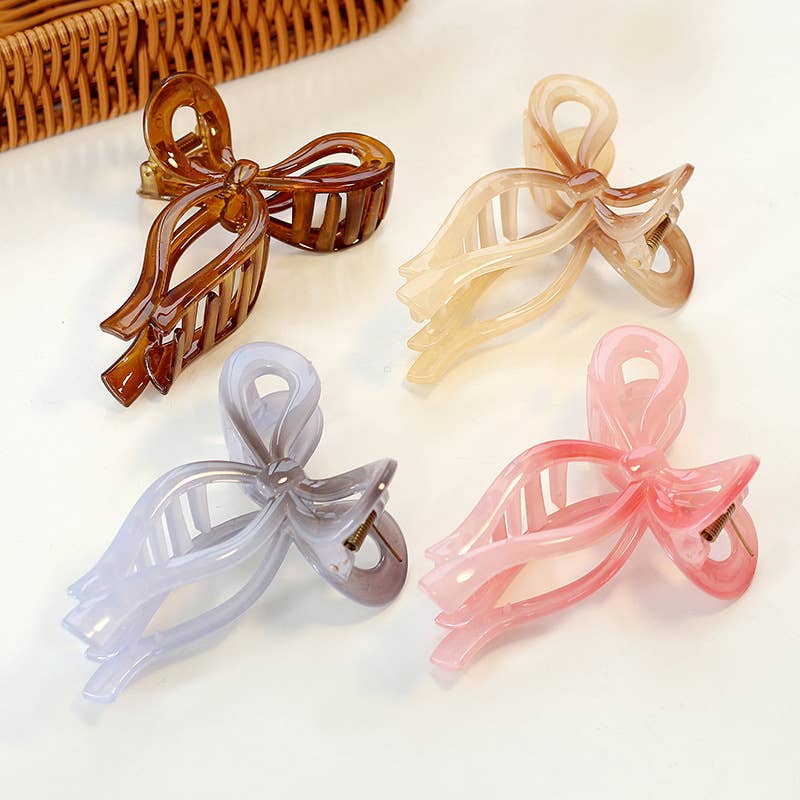 Gradient Jelly Color Bow Hair Claw, Sweet Hair Accessories