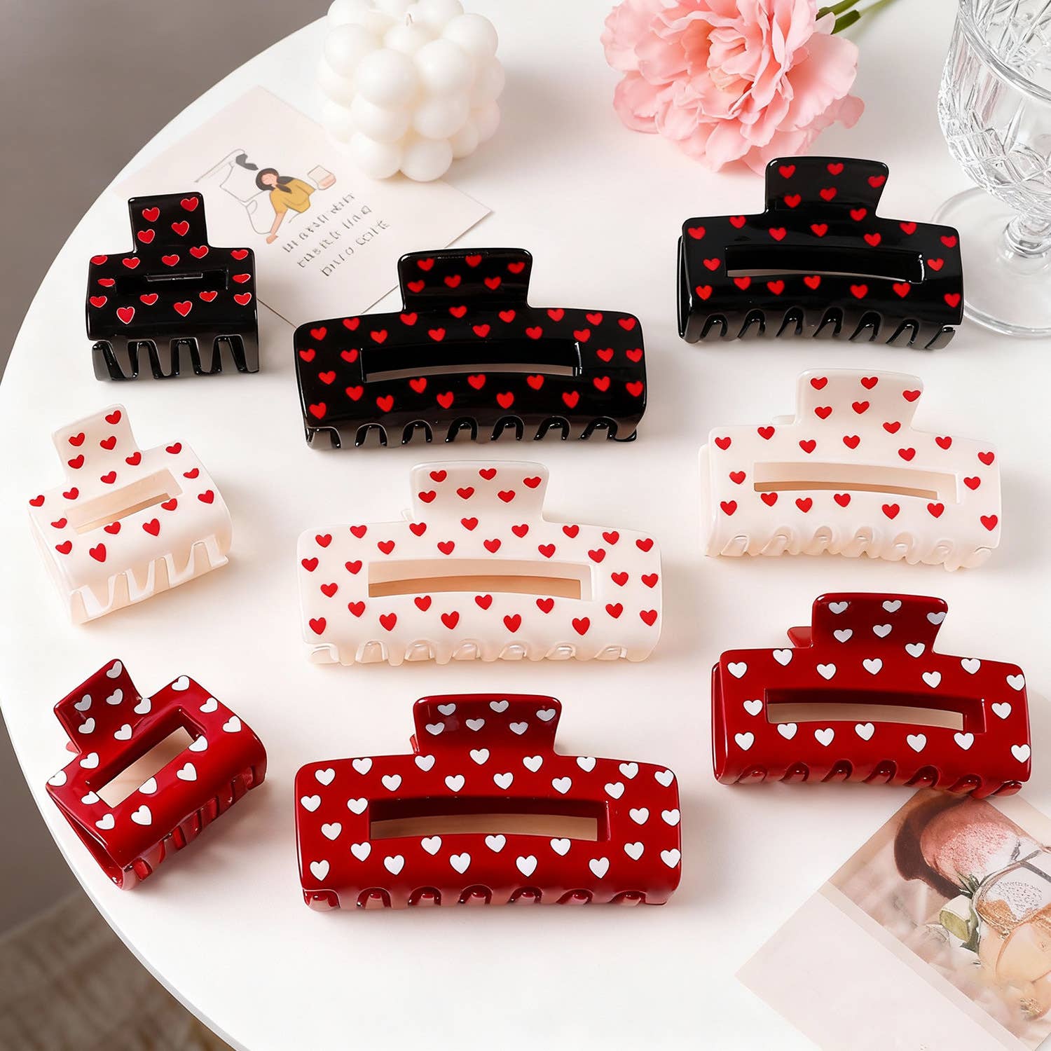Valentine's Heart Print Romantic Hair Claw Clip