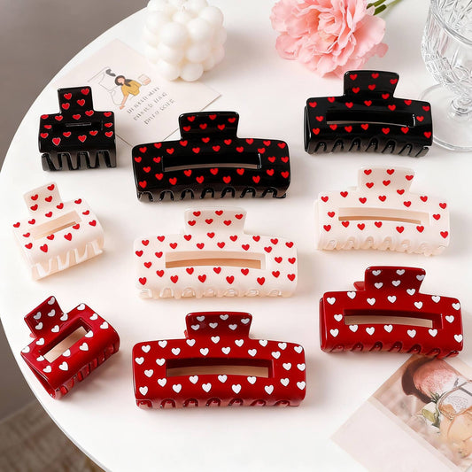 Valentine's Heart Print Romantic Hair Claw Clip