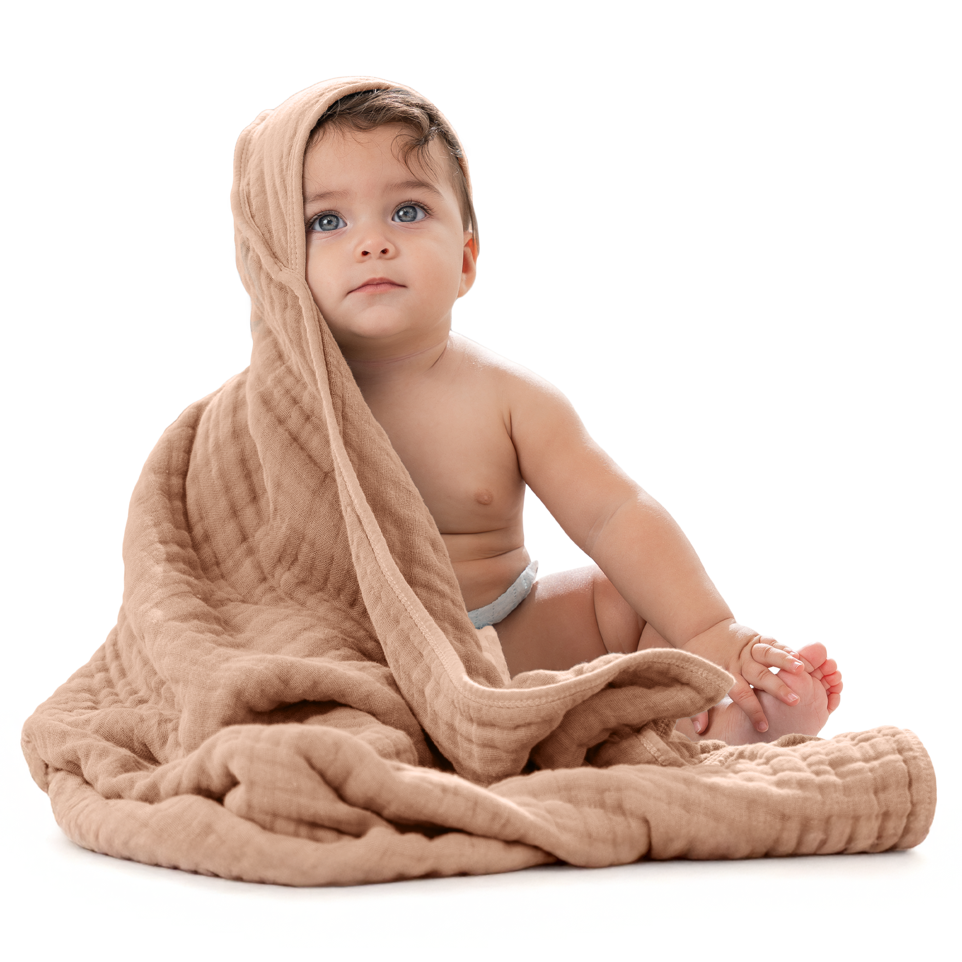 Hooded Baby Towel, 6 Layer 100% Muslin Cotton by Comfy Cubs