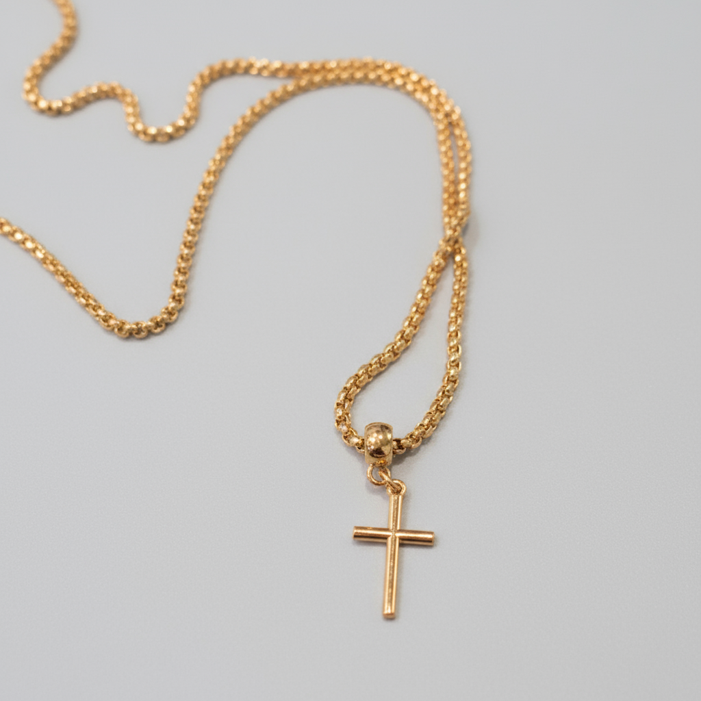 Classic Unisex Gold Plated Cross Necklace - Faith Jewelry