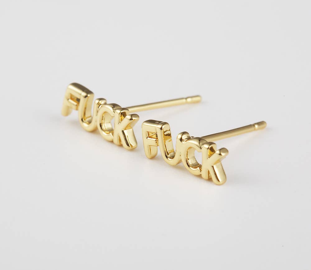 Gold Filled "FUCK" Stud Earrings, F Word Earrings, ER277