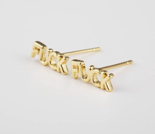 Gold Filled "FUCK" Stud Earrings, F Word Earrings, ER277