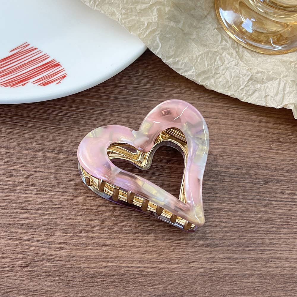 Valentine's Day Hollow Heart Acetate Hair Claw Clip Purple