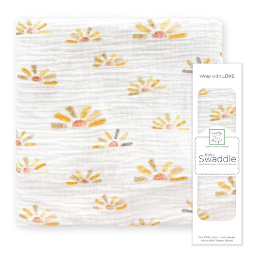 Watercolor Sunny Days Muslin Swaddle Blanket