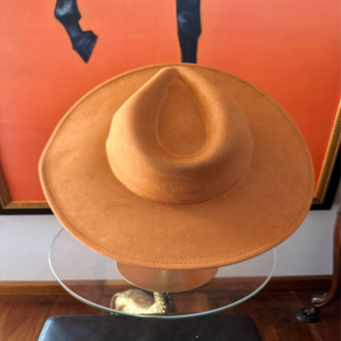 Best seller Fashion Classic Wide Brim Suede Primium Hat ONE SIZE CARAMEL