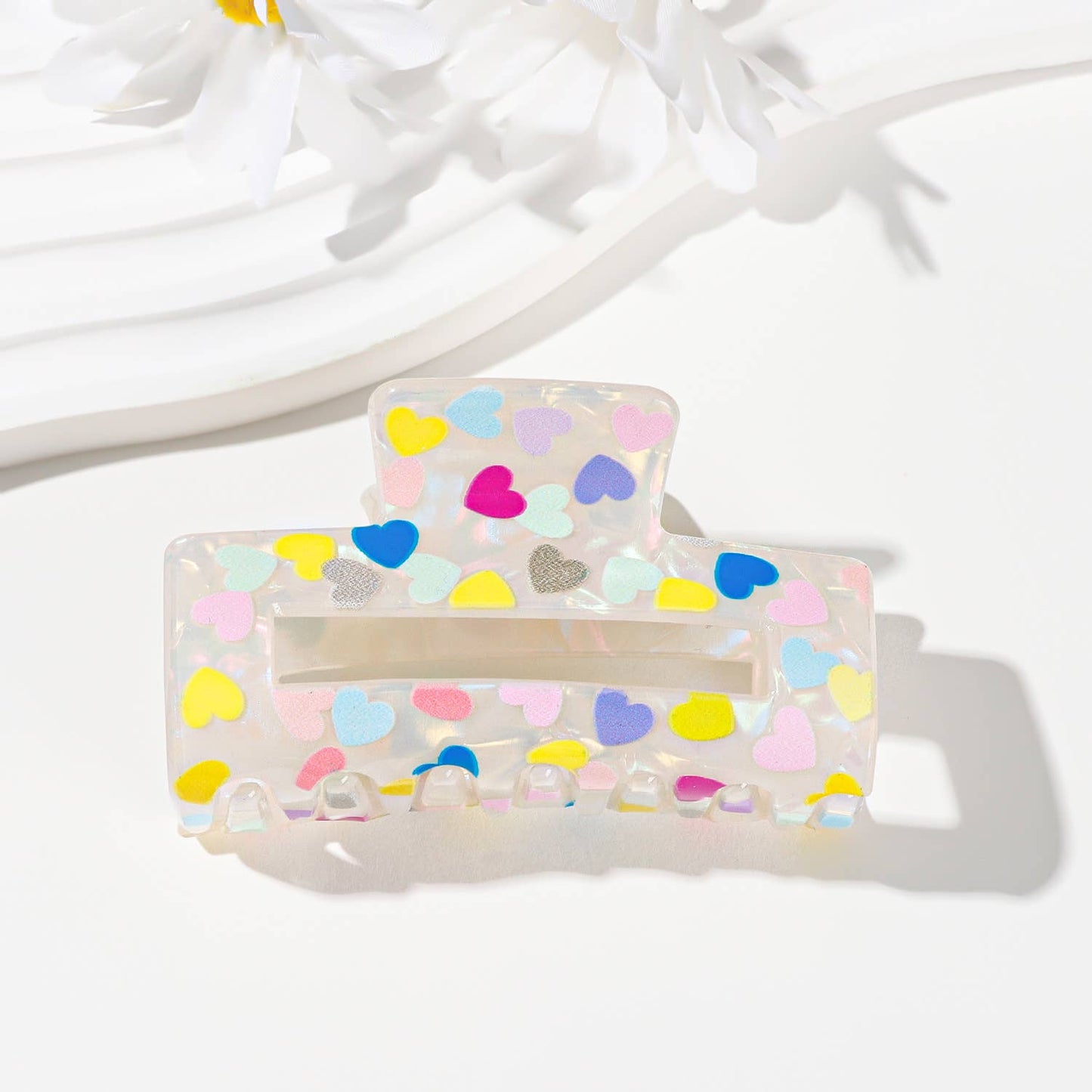 Colorful Flower/Heart& Bow Print Hair Claw Clips