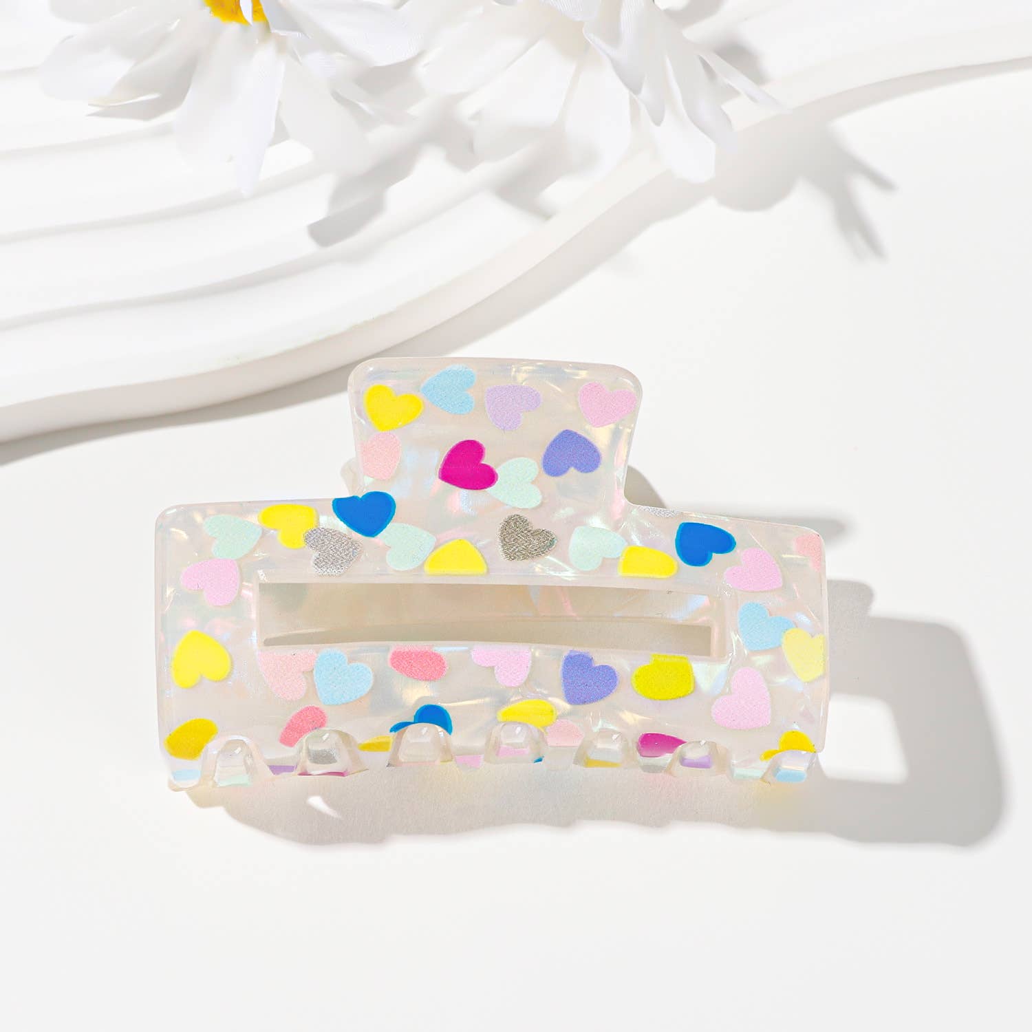 Colorful Flower/Heart& Bow Print Hair Claw Clips