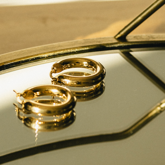 18K Luxe Chunky Gold Huggie Hoop Earrings for Women