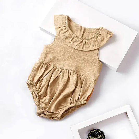 Baby Girl Romper Color: Biscuit 6- 12 Months