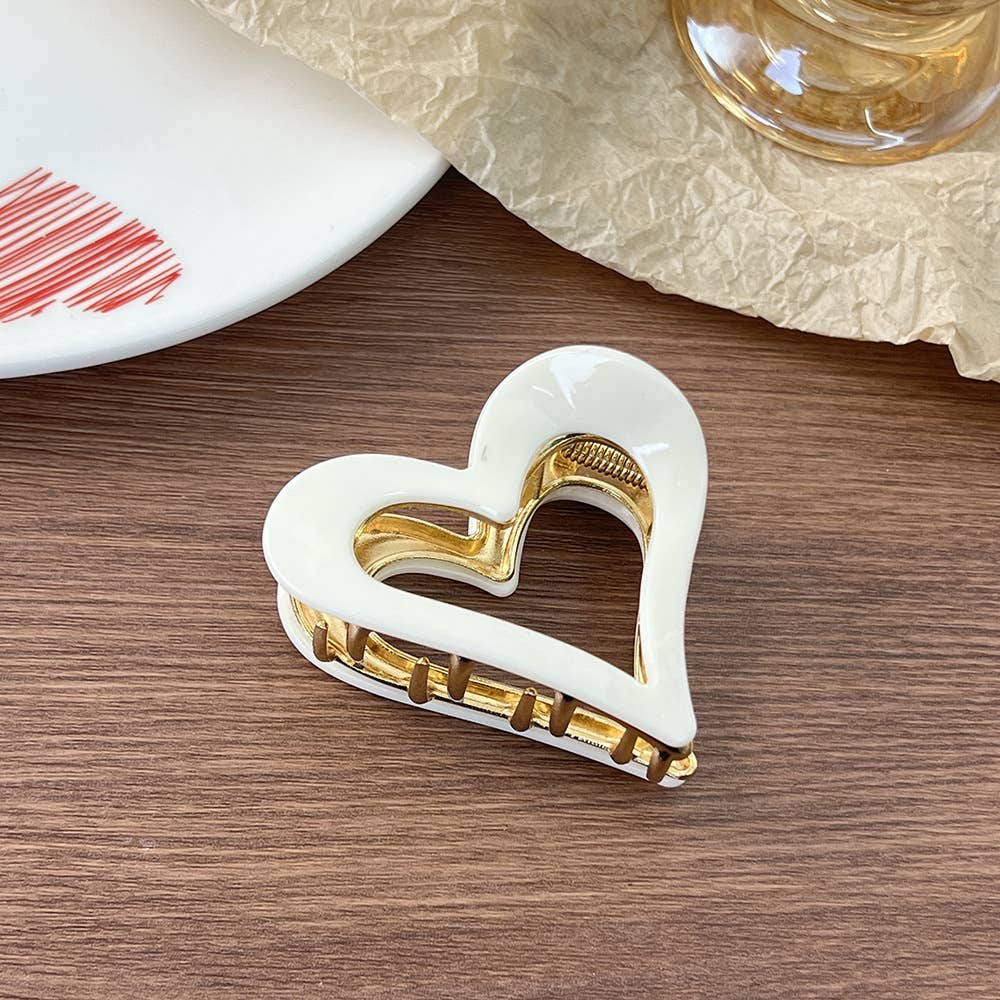 Valentine's Day Hollow Heart Acetate Hair Claw Clip