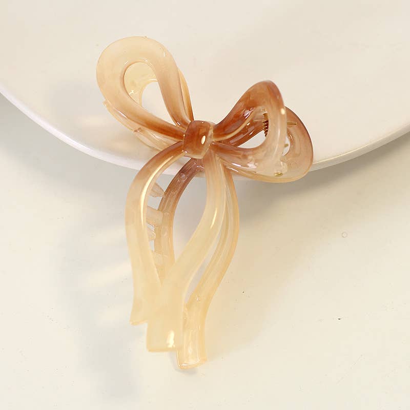 Gradient Jelly Color Bow Hair Claw, Sweet Hair Accessories