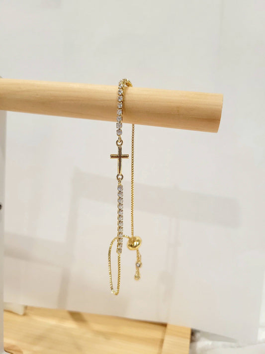 Dainty Gold Cross Bracelet - Jewelry for Women