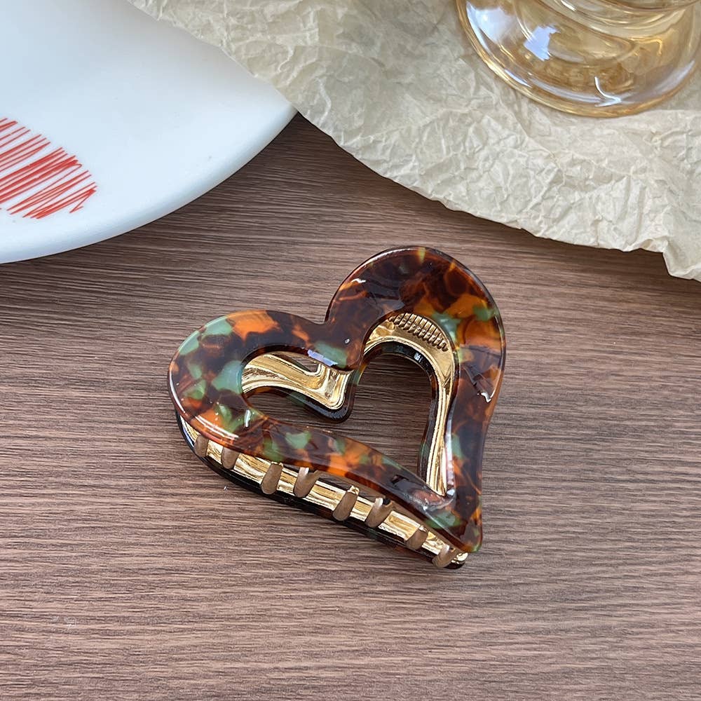 Valentine's Day Hollow Heart Acetate Hair Claw Clip
