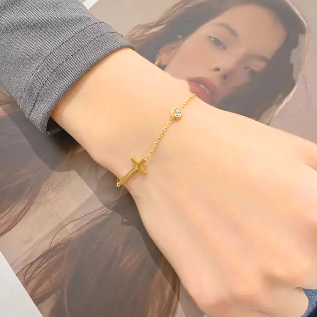 Best Seller! RESTOCKED- "A Blessing" Gold Cross Bracelet
