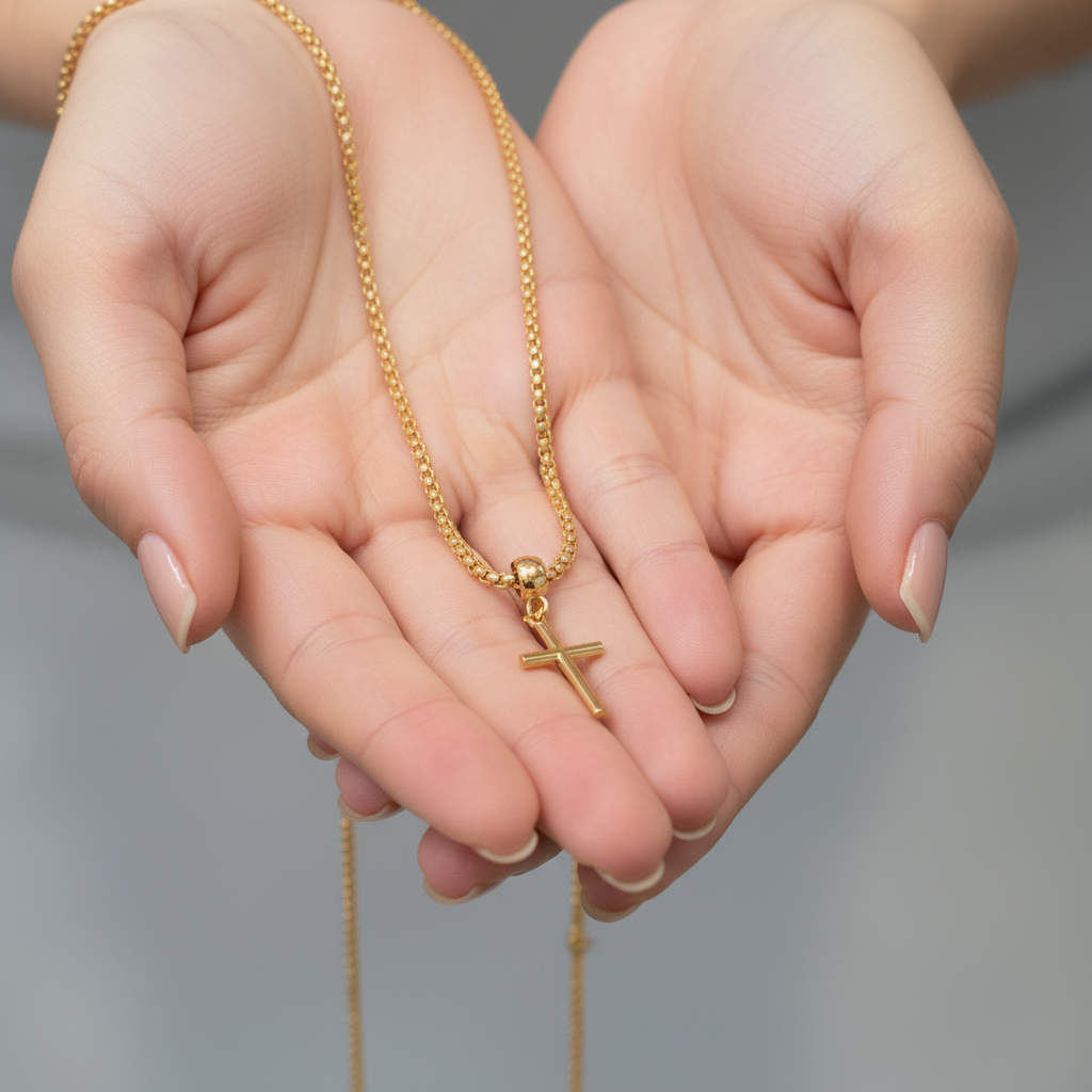 Classic Unisex Gold Plated Cross Necklace - Faith Jewelry