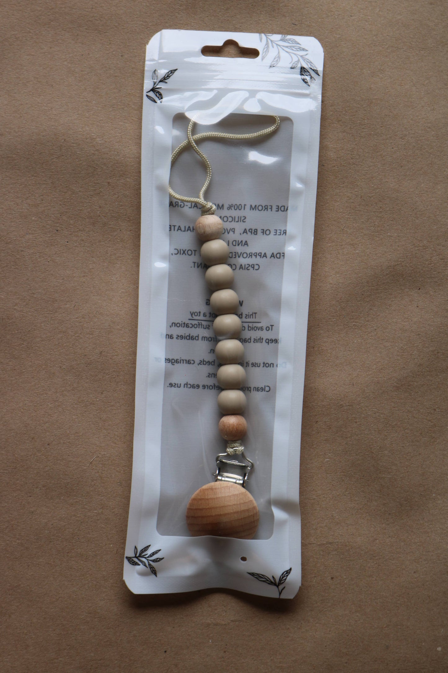 Pacifier Clip- Oatmeal