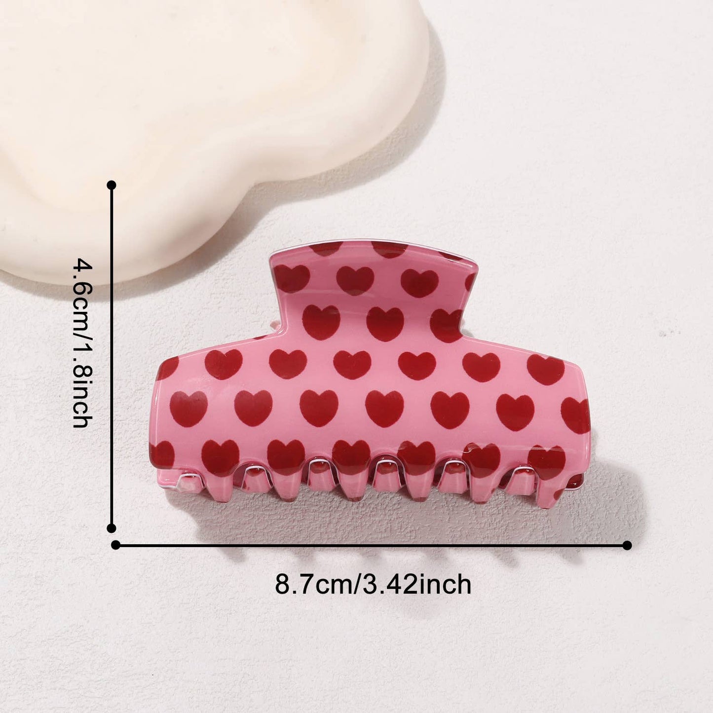 Valentine's Day Pink Heart & Checkerboard Print Hair Clip