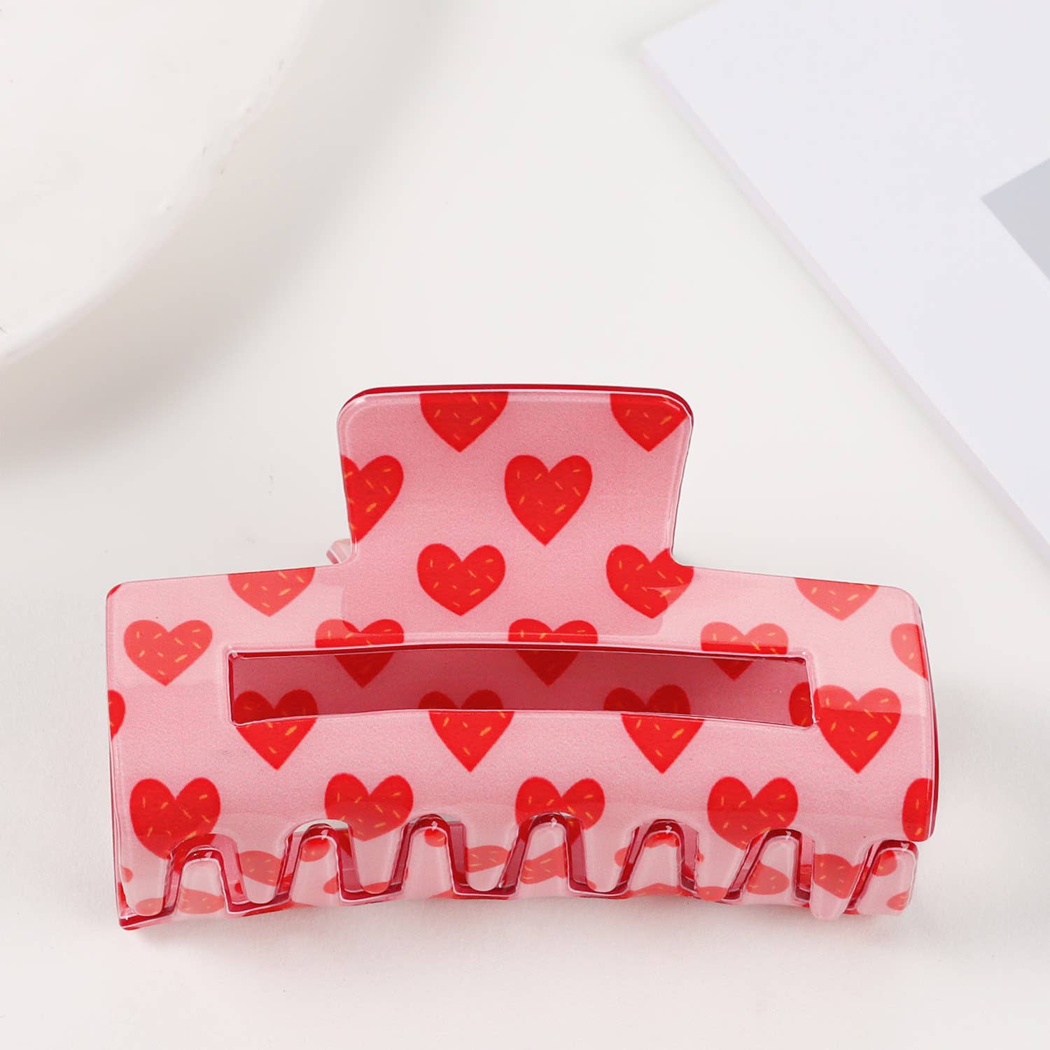 Romantic Valentine's Day Heart Print Square Hair Clip