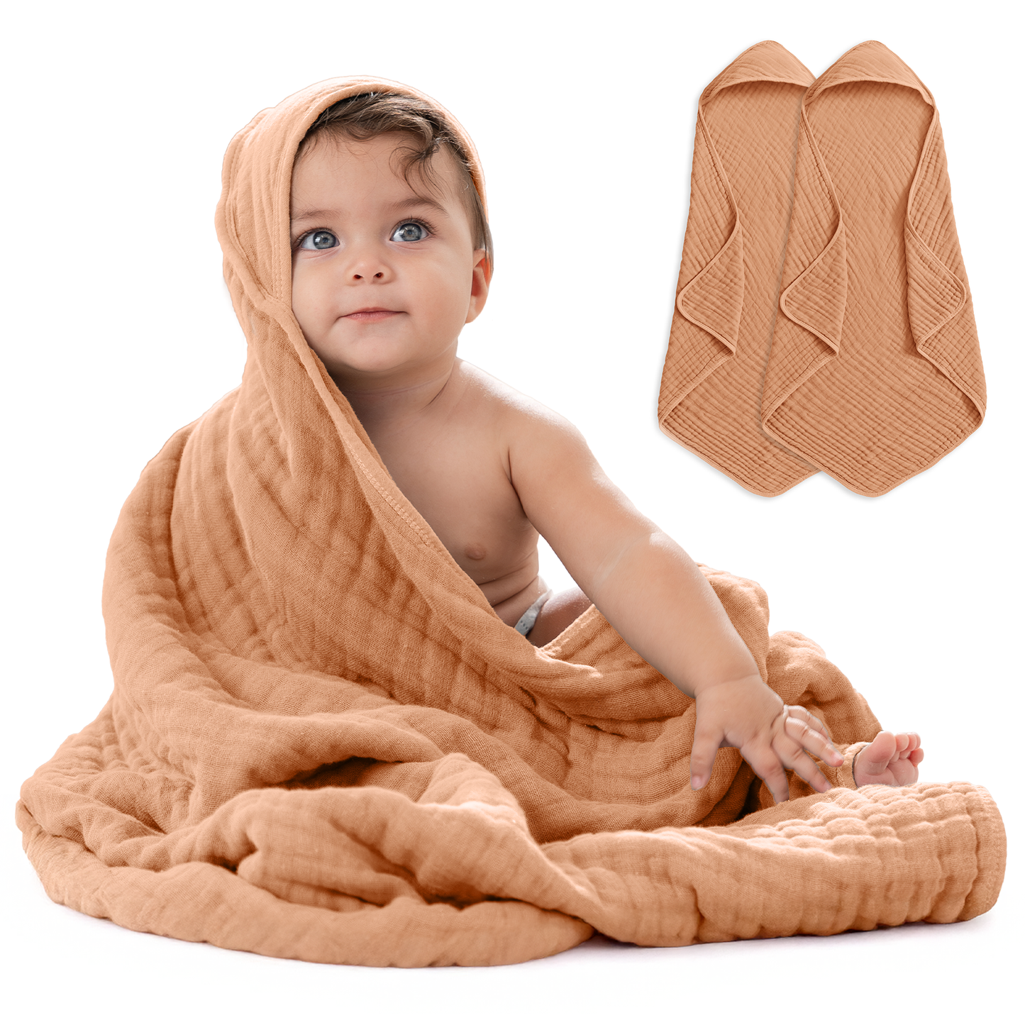 Hooded Baby Towel, 6 Layer 100% Muslin Cotton by Comfy Cubs