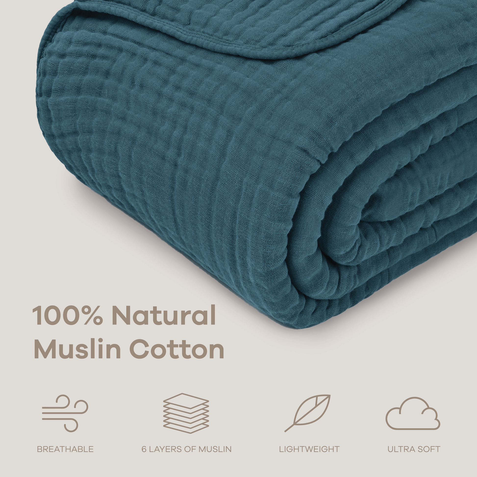 Muslin Blanket for Adults, 6-Layer Bedding by Comfy Cubs