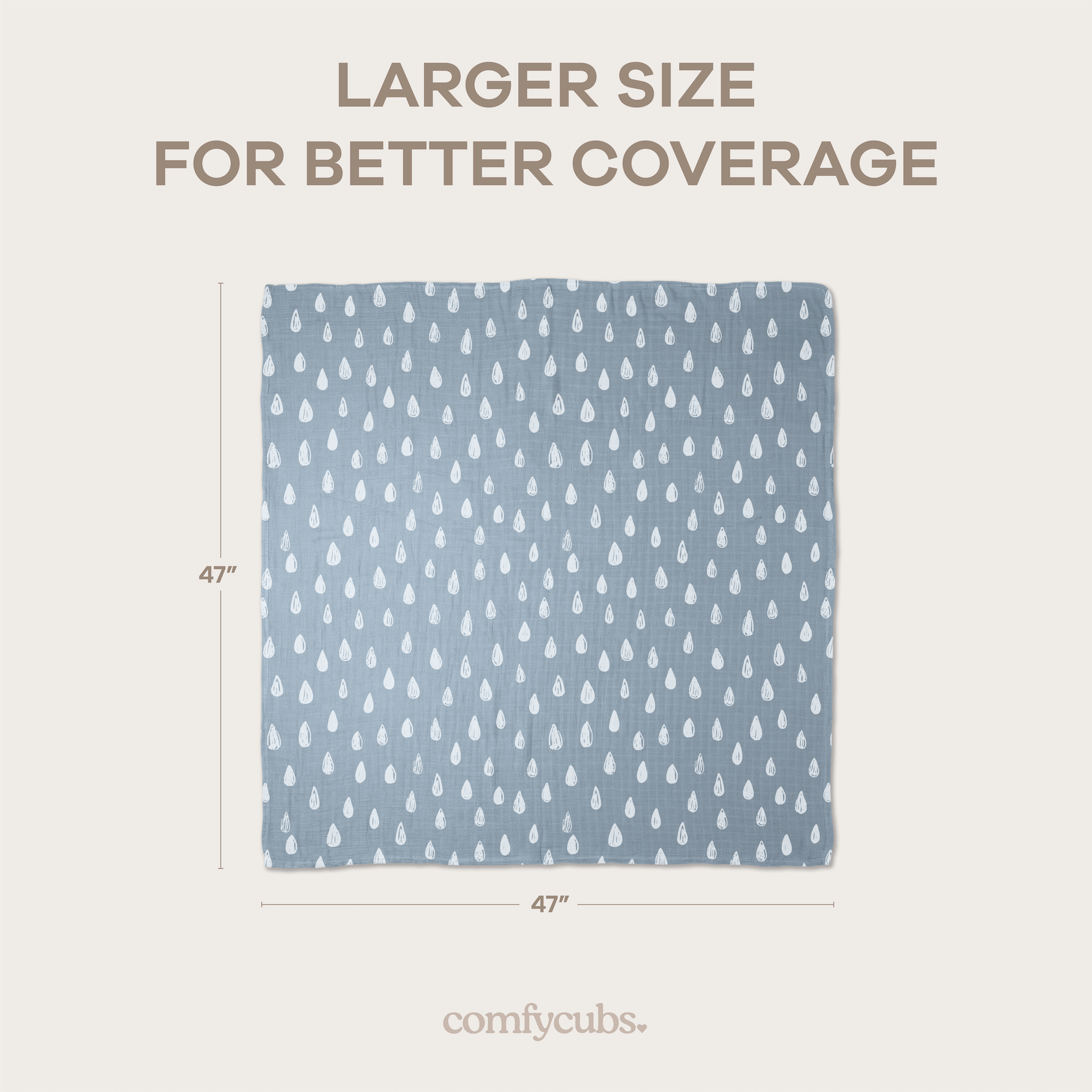 Muslin Swaddle Blankets, Pack of 4, 47" x 47" by Comfy Cubs