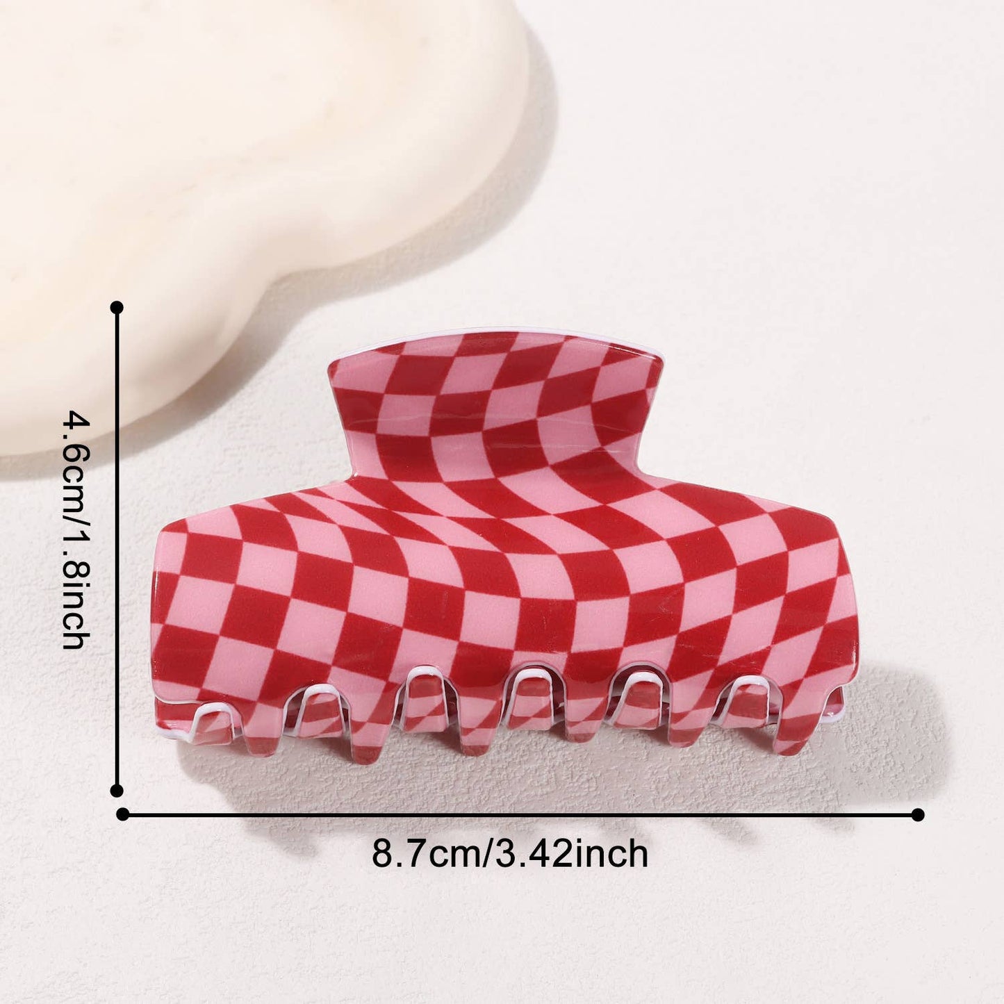 Valentine's Day Pink Heart & Checkerboard Print Hair Clip A