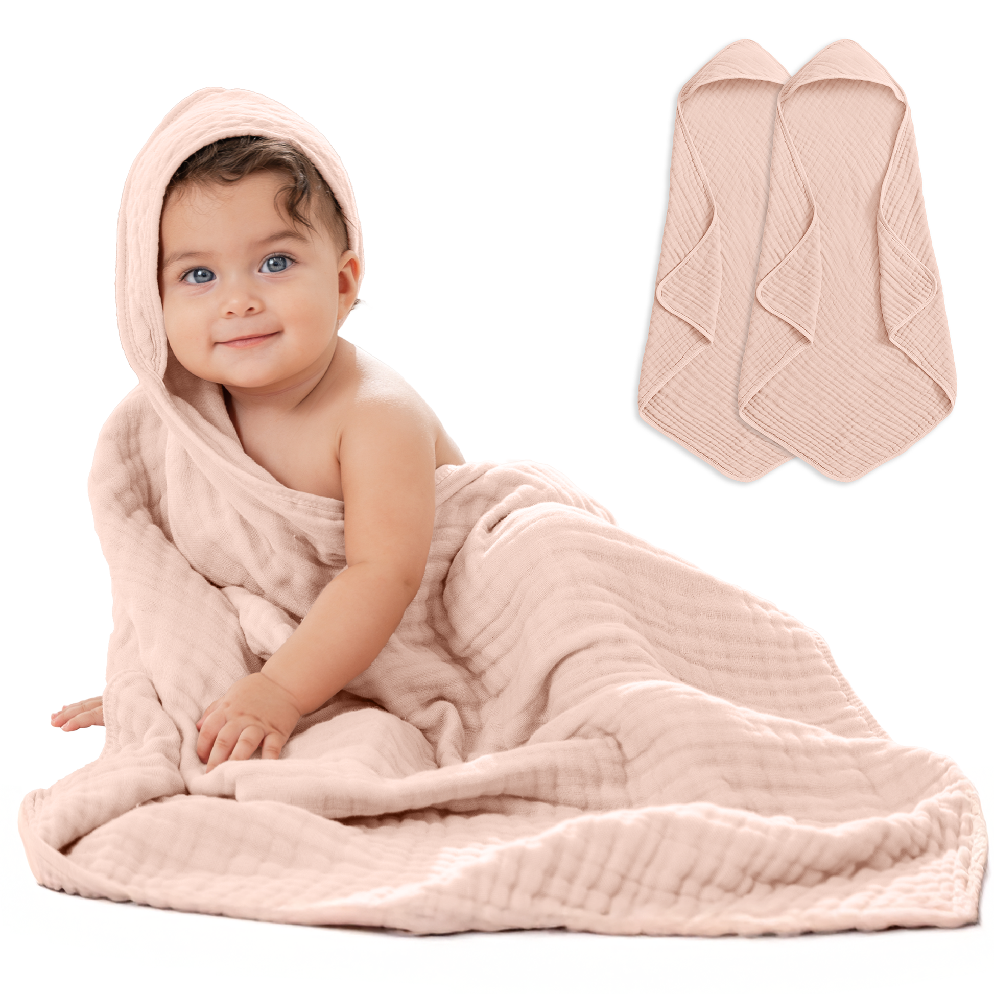 Hooded Baby Towel, 6 Layer 100% Muslin Cotton by Comfy Cubs