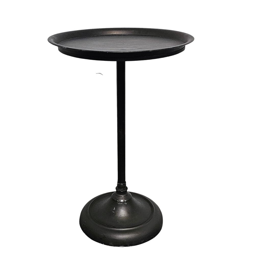 ROUND INDUSTRIAL BLACK METAL ACCENT TABLE