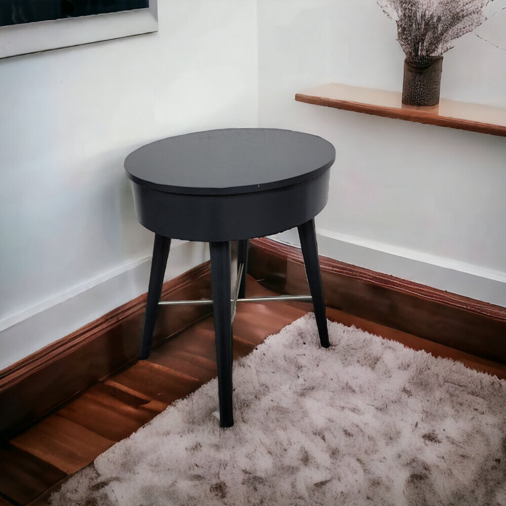Charcoal & Chrome Modern Oval Side Table