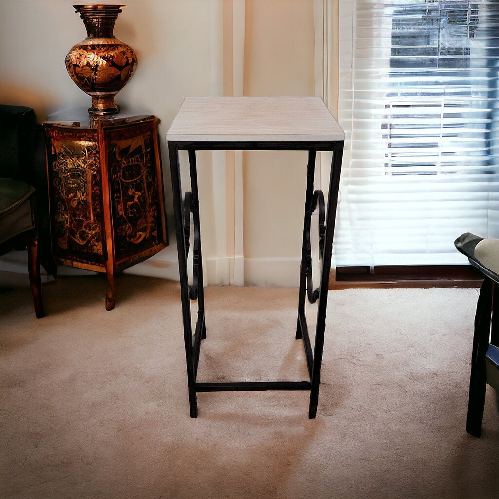 4772 BLACK METAL AND WOOD ACCENT TABLE