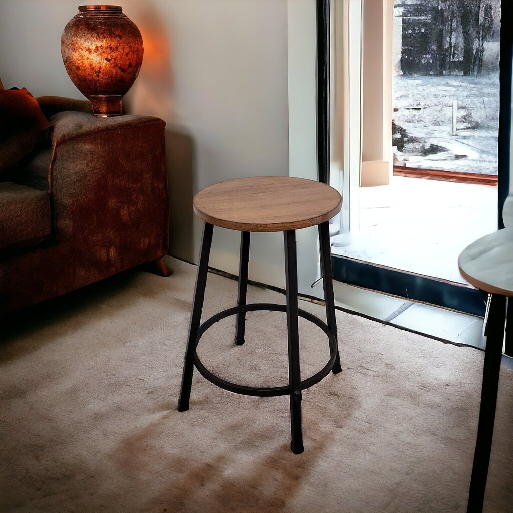 4900 Black Metal and Wood Accent Table